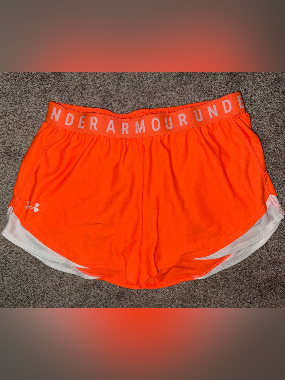 Under Armour Orange Athletic Running Shorts with White Trim